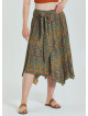 Gipe Detailed Waist Tied Petrol Plus Size Skirt 4589